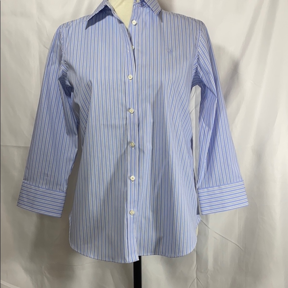 Women’s Lauren Ralph Lauren Button Down Blue Stripe Oxford S